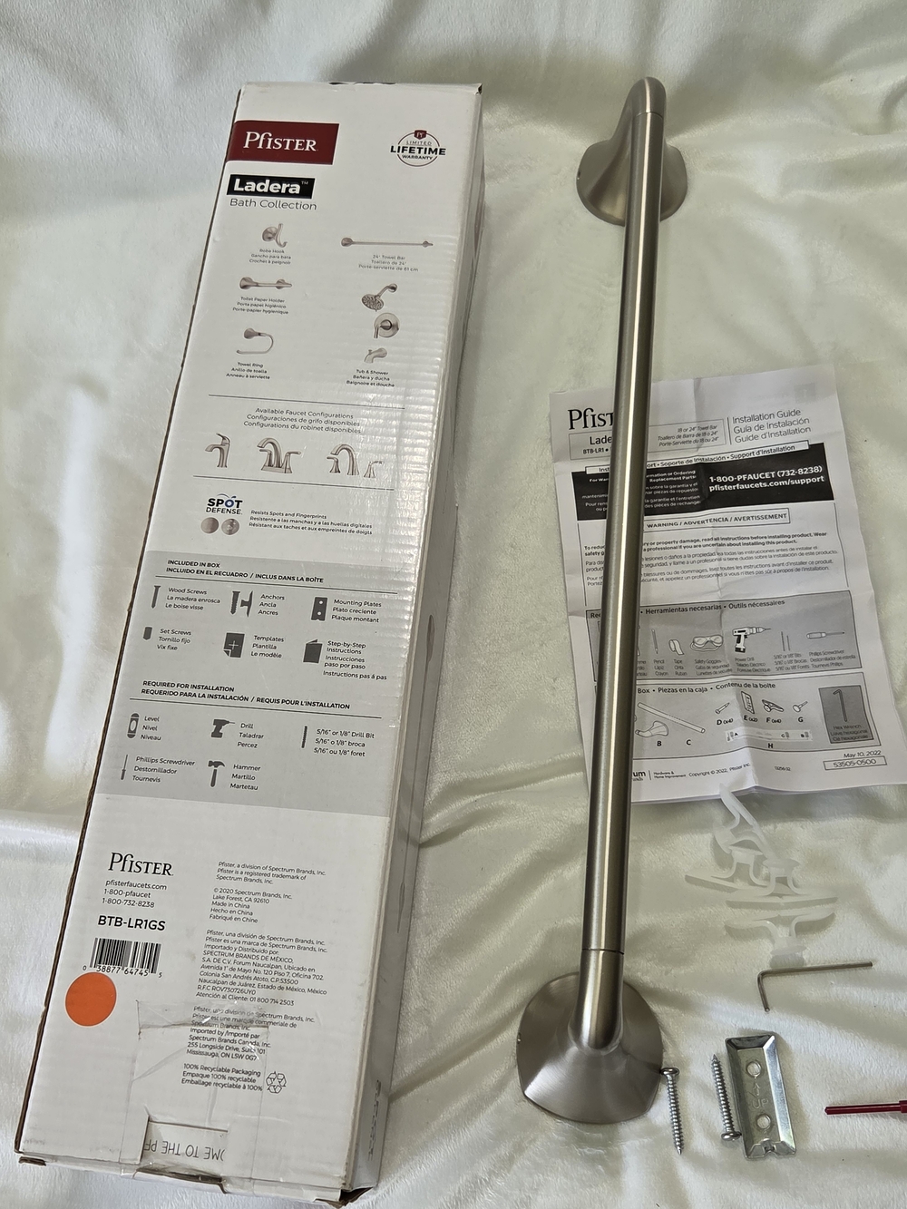 Pfister Ladera Brushed Nickel 18" Towel Bar With Spot Defense